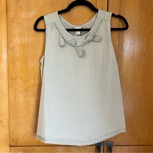 Tan silk tank top with vine neckline detail JCrew size 2
